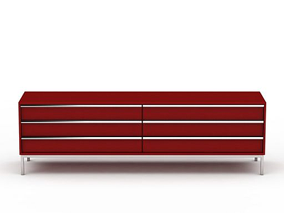3d红色简约电视柜模型
