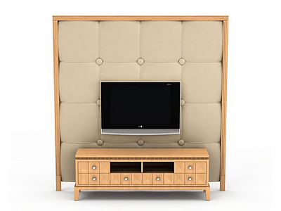 3d中式木质电视柜模型