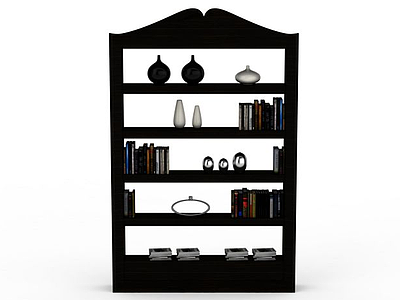 黑色实用书柜模型3d模型