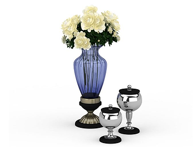 3d蓝色玻璃花瓶免费模型