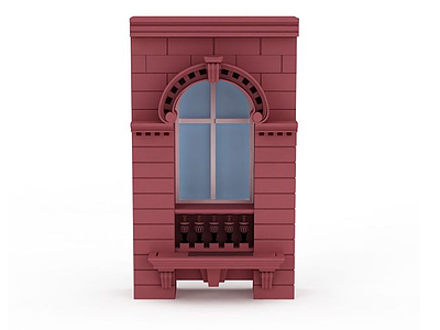 粉色欧式窗模型3d模型