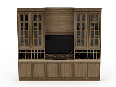 3d镂空实木橱柜模型