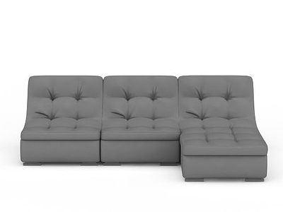 灰色多人沙发模型3d模型