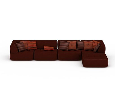 棕色布艺沙发模型3d模型