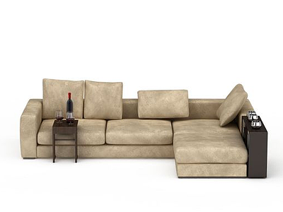 米色布艺沙发模型3d模型