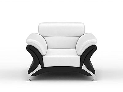 黑白皮质沙发模型3d模型