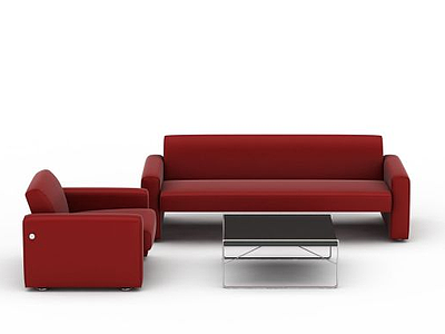 红色沙发组合模型3d模型