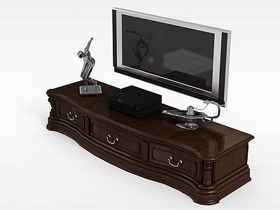 褐色木质电视柜模型3d模型