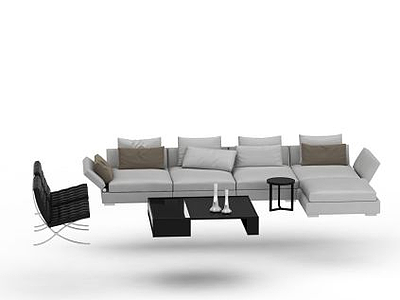 3d黑白组合沙发免费模型