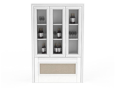 白色实木酒柜模型3d模型