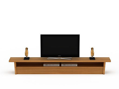 3d实木条纹电视柜模型