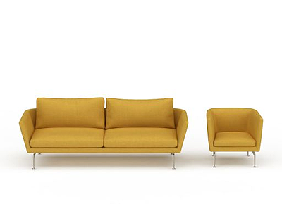 3d黄色沙发模型