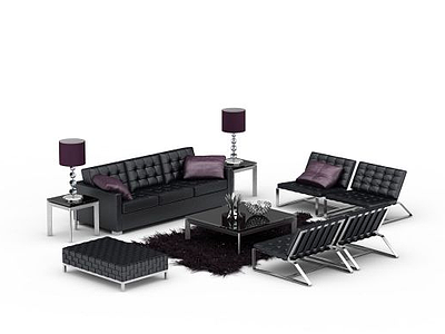黑色现代沙发模型3d模型