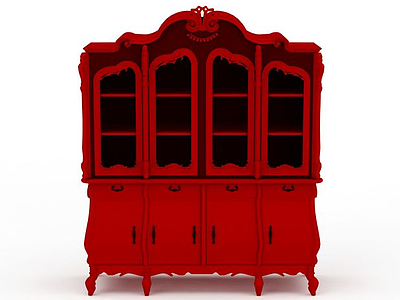 高档红色酒柜模型3d模型