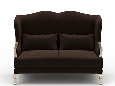 3d褐色双人沙发模型