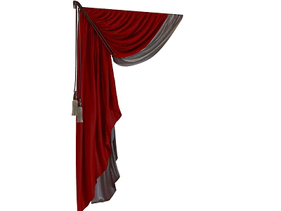 红色窗帘模型3d模型