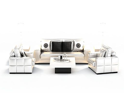 3d现代真皮沙发组合模型