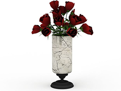 3d玫瑰花瓶免费模型