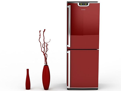 红色电冰箱模型3d模型