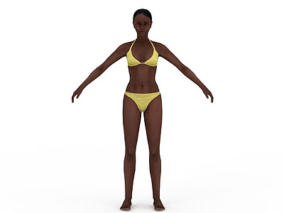 黑人比基尼女子模型3d模型