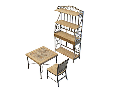 3d铁艺桌椅组合模型
