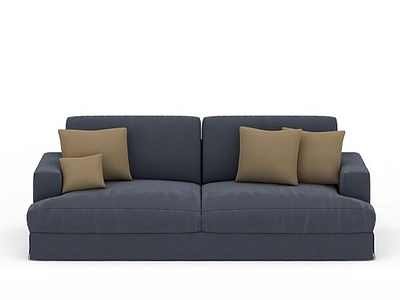 蓝色布艺沙发模型3d模型