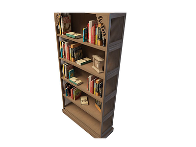 3d简约实木书柜免费模型