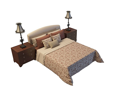 3d舒适双人床免费模型