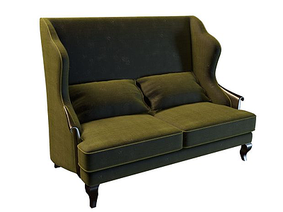 欧式布艺双人沙发模型3d模型