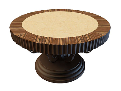 3d欧式实木圆桌免费模型