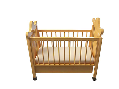 3d木质无漆婴儿床模型