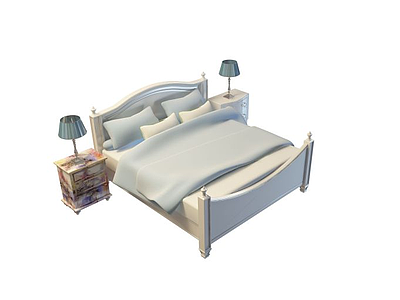 3d现代简欧双人床免费模型