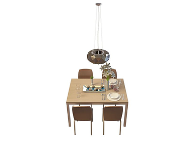 木质餐桌模型3d模型
