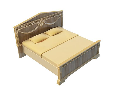 3d精美实木双人床免费模型