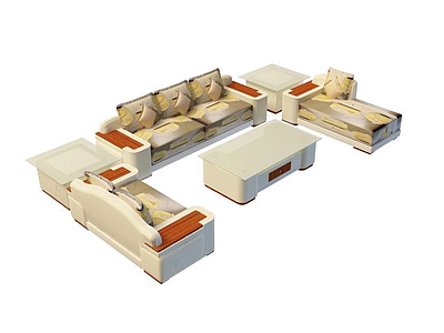客厅沙发茶几组合模型