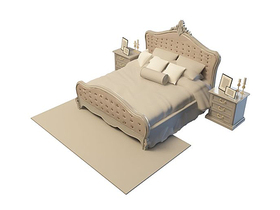 3d法式高档双人床免费模型
