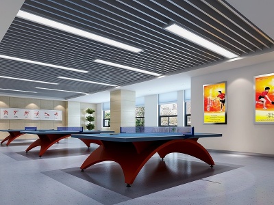 现代乒乓球室3d模型
