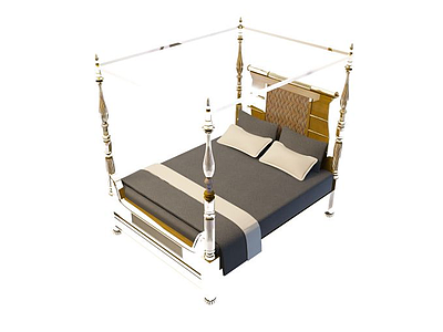 3d纱帘支架床免费模型