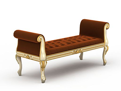 3d欧式床尾凳模型