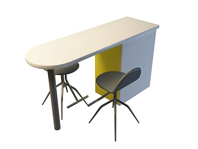 双人餐桌模型3d模型