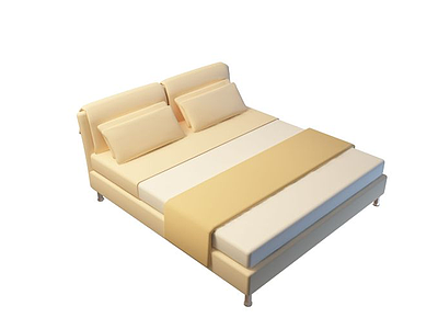 3d现代时尚双人床免费模型
