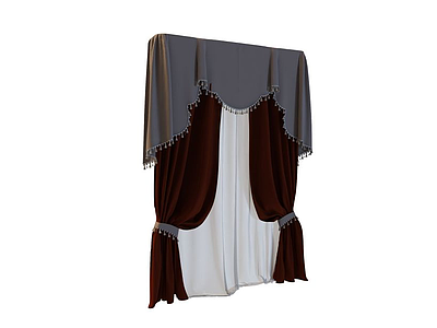 3d现代布艺窗帘免费模型