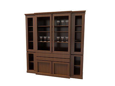 3d中式实木酒柜模型