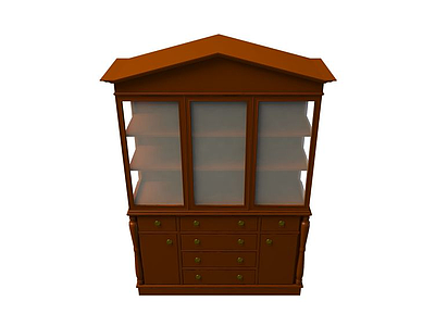 3d实木玻璃酒柜免费模型