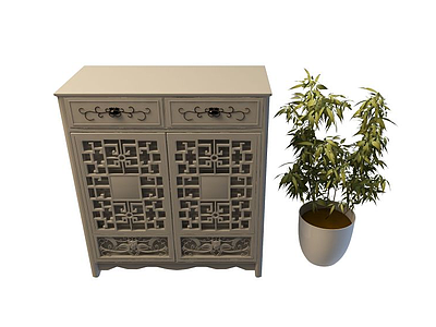 客厅雕花镂空柜模型3d模型