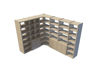 3d图书馆书柜模型
