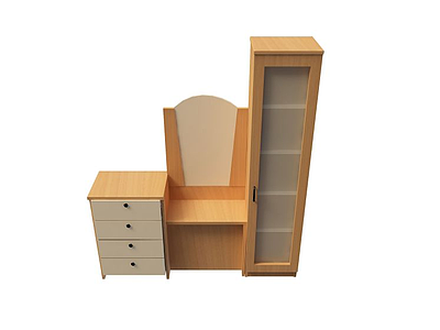 3d卧室实木柜组合模型