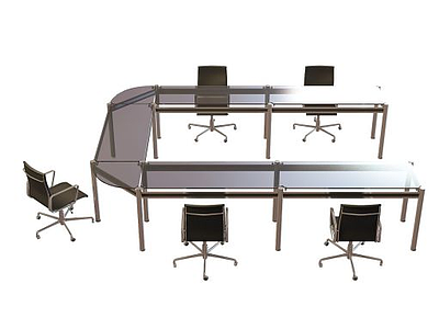 3dU型会议桌椅组合免费模型