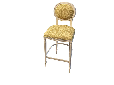欧式布艺吧椅模型3d模型
