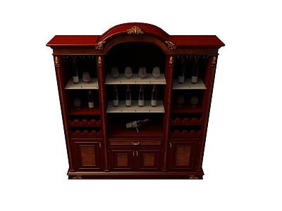 欧式实木酒柜模型3d模型